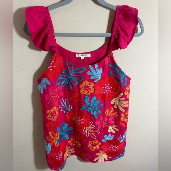 andree by unit embroidered tank top pink vibrant colors - Picture 1 of 5